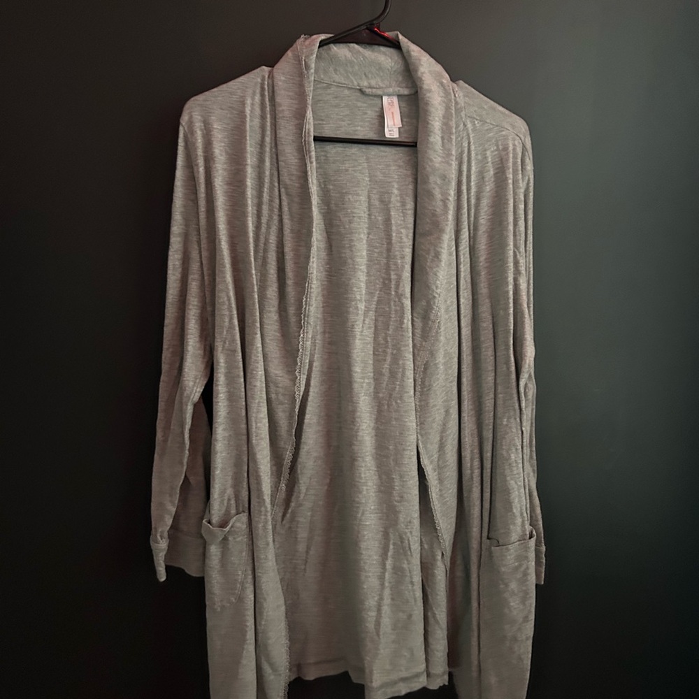 Gray Open Front Women's Sweater